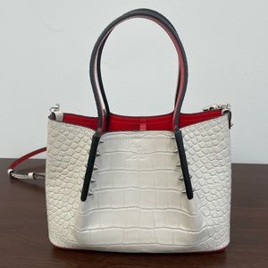 Christian louboutin mini cabarock craie croc embossed